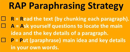 RAP paraphrasing strategy